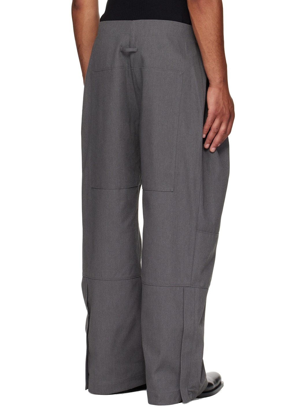 Gray Zip Detail Trousers - 3