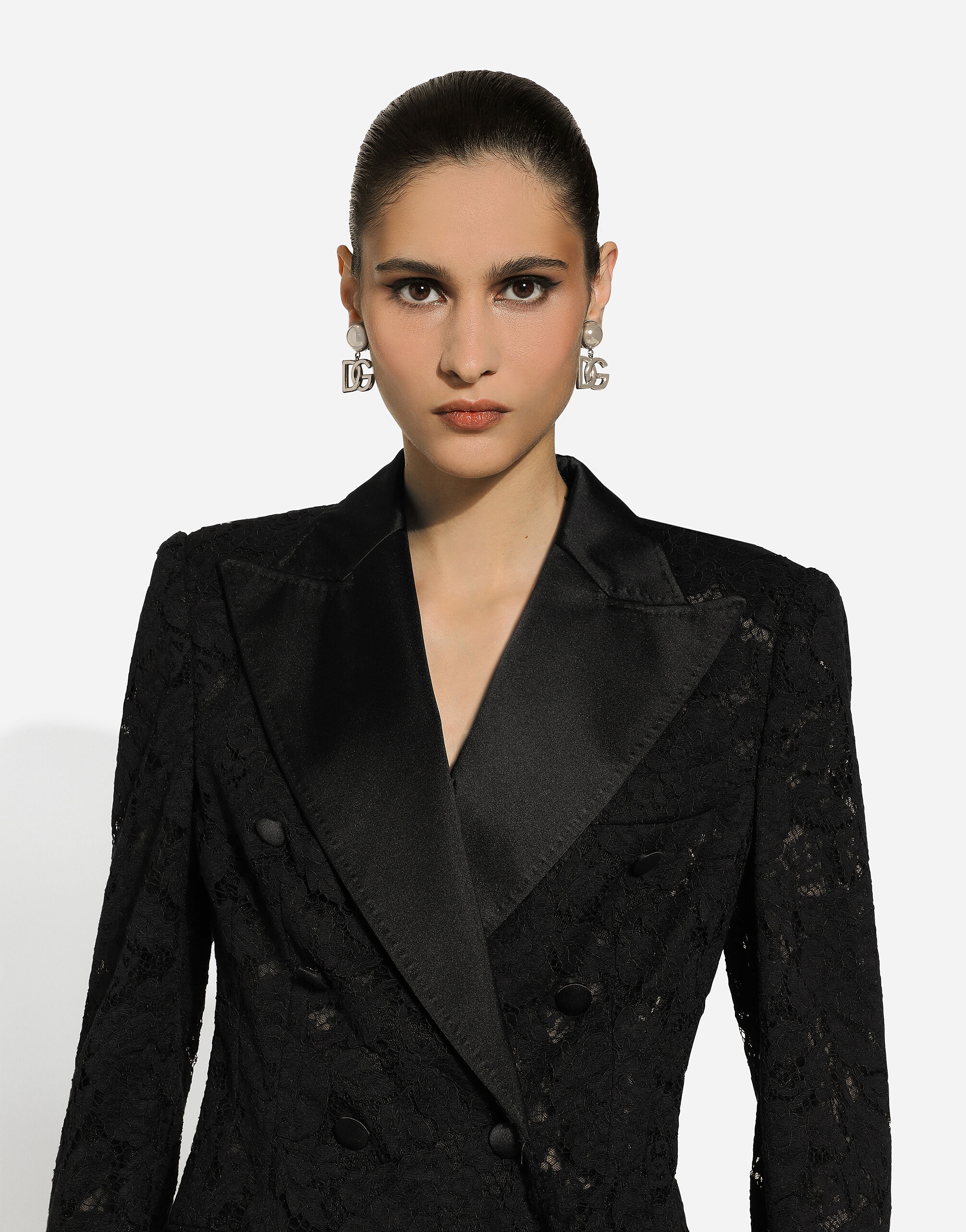ジャケット DOLCE & GABBANA TURLINGTON JACKET IN CORDONETTO LACE Dolce & Gabbana Double-breasted branded floral cordonetto