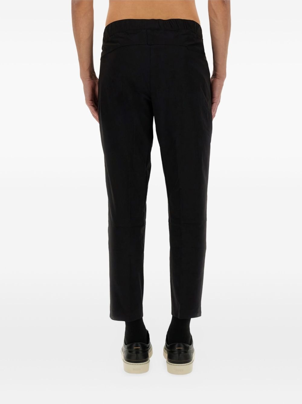 elastic-waistband straight-leg trousers - 4