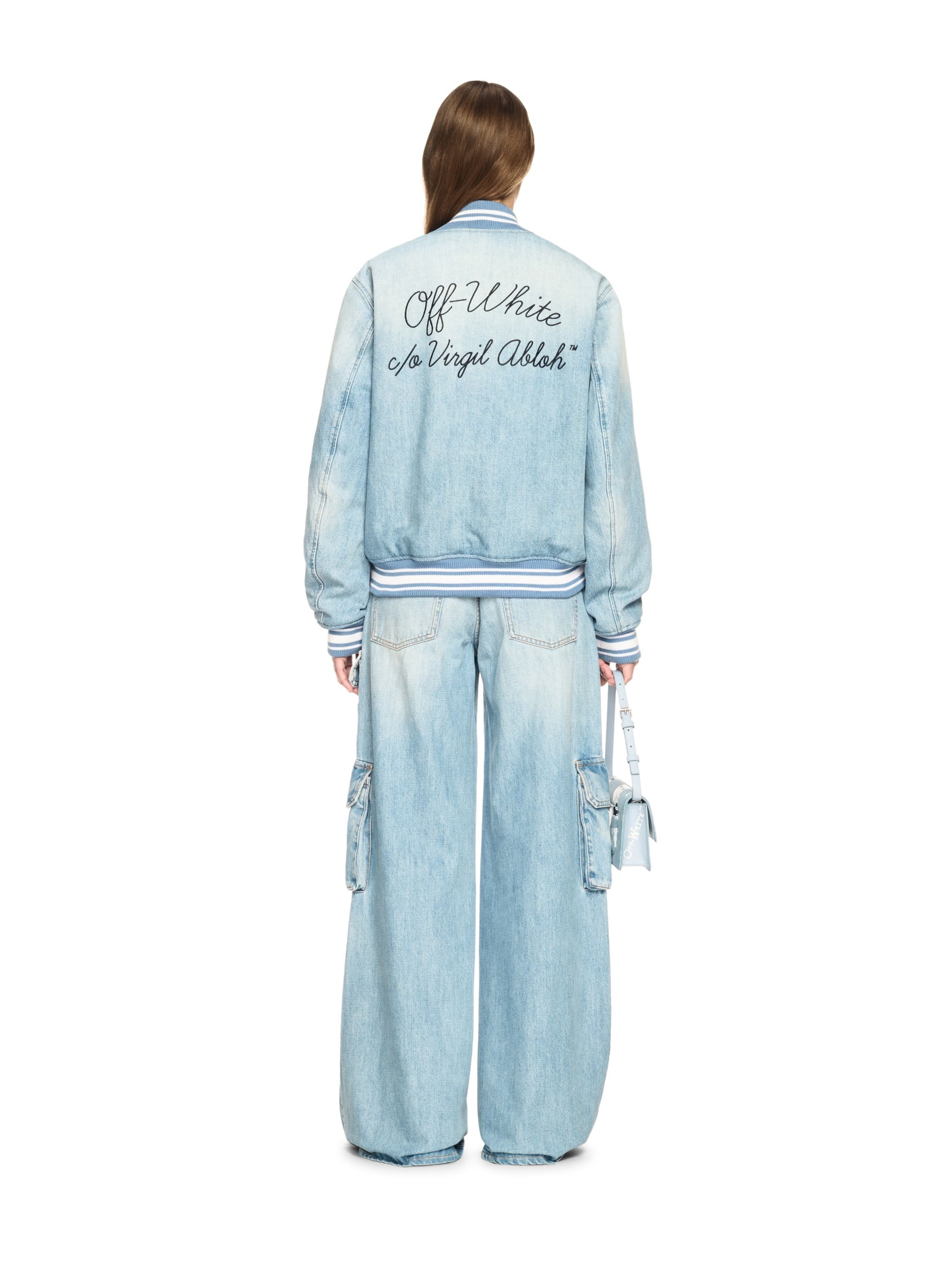 Light Blue Denim Varsity Jacket - 4