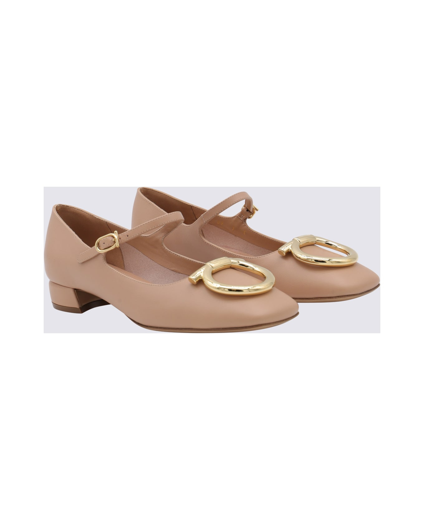Beige Leather Marry Pumps - 2