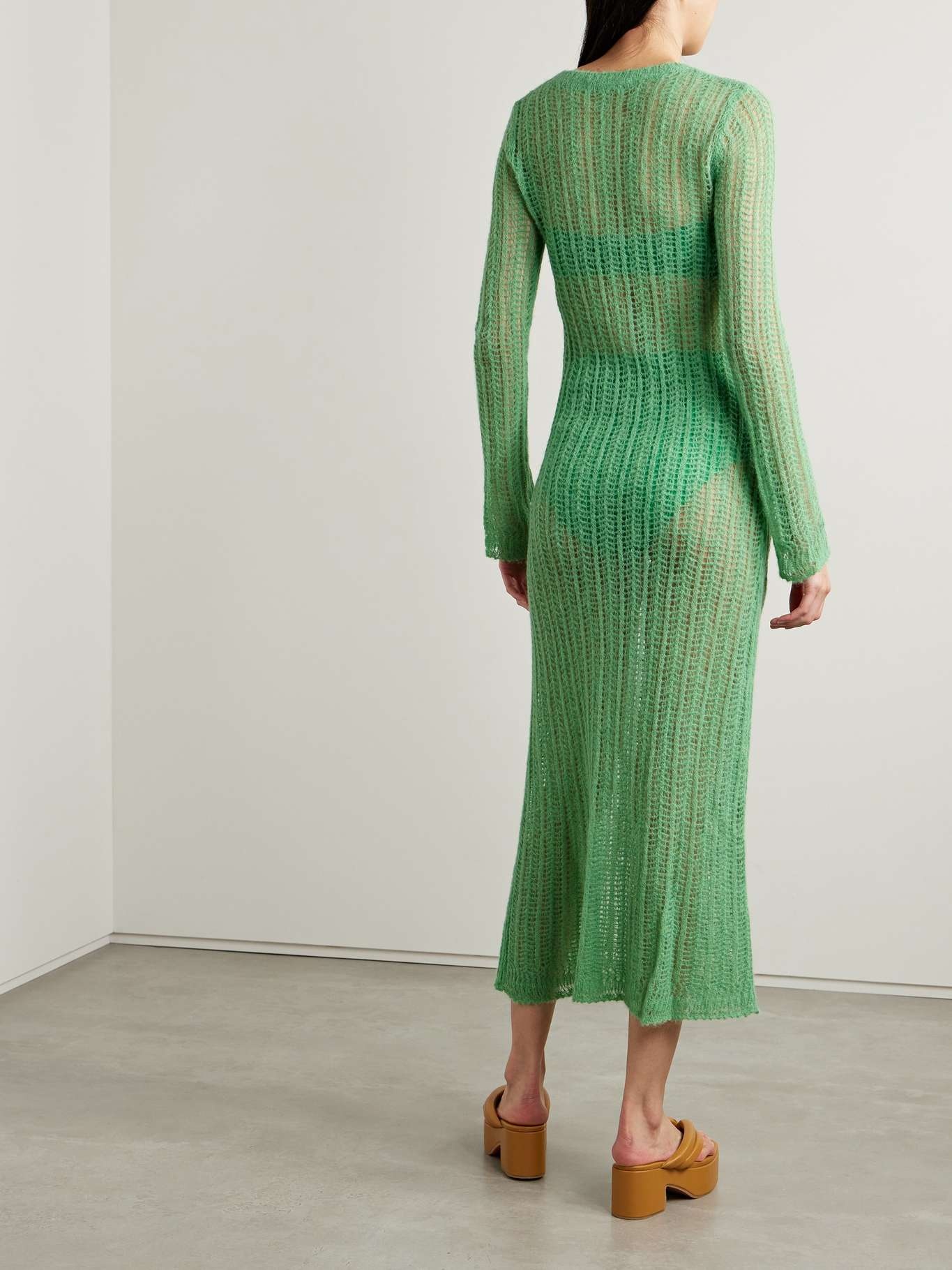 + NET SUSTAIN open-knit alpaca-blend midi dress - 3