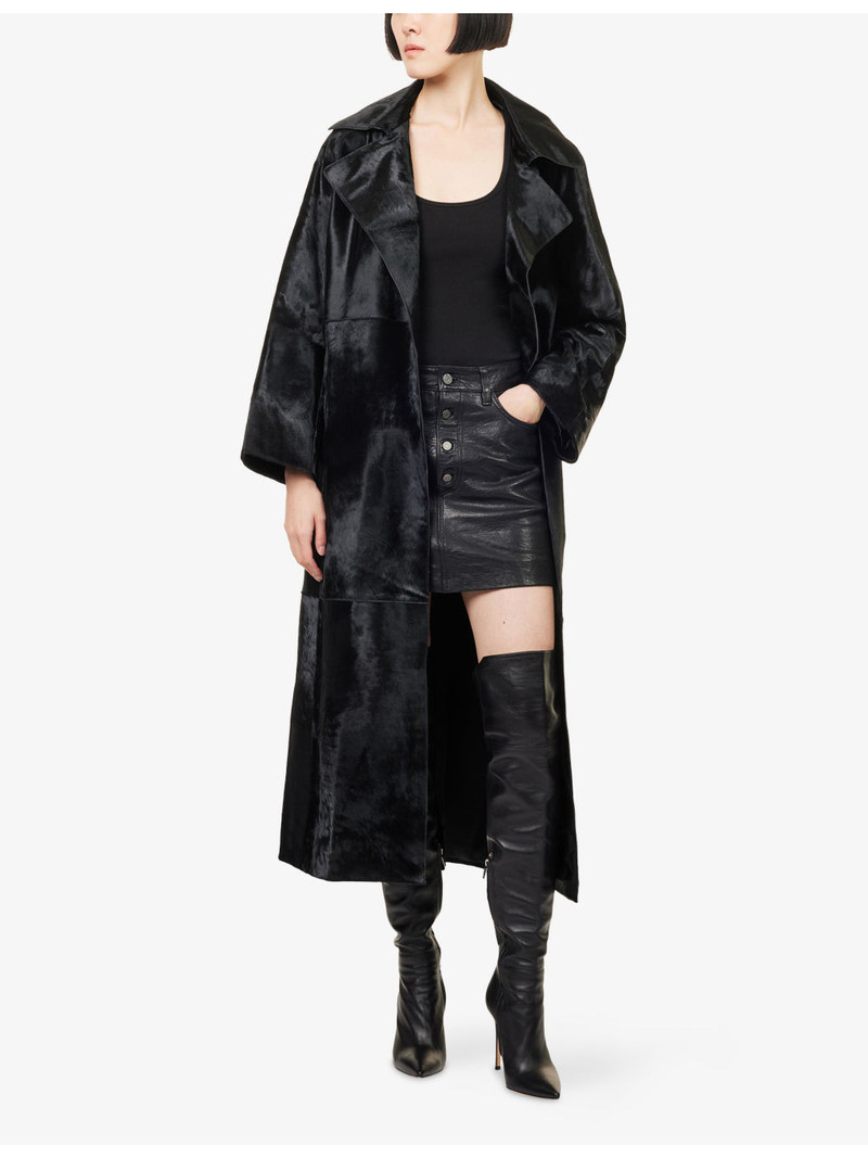 NOUR HAMMOUR Althea Belted Leather Coat outlook