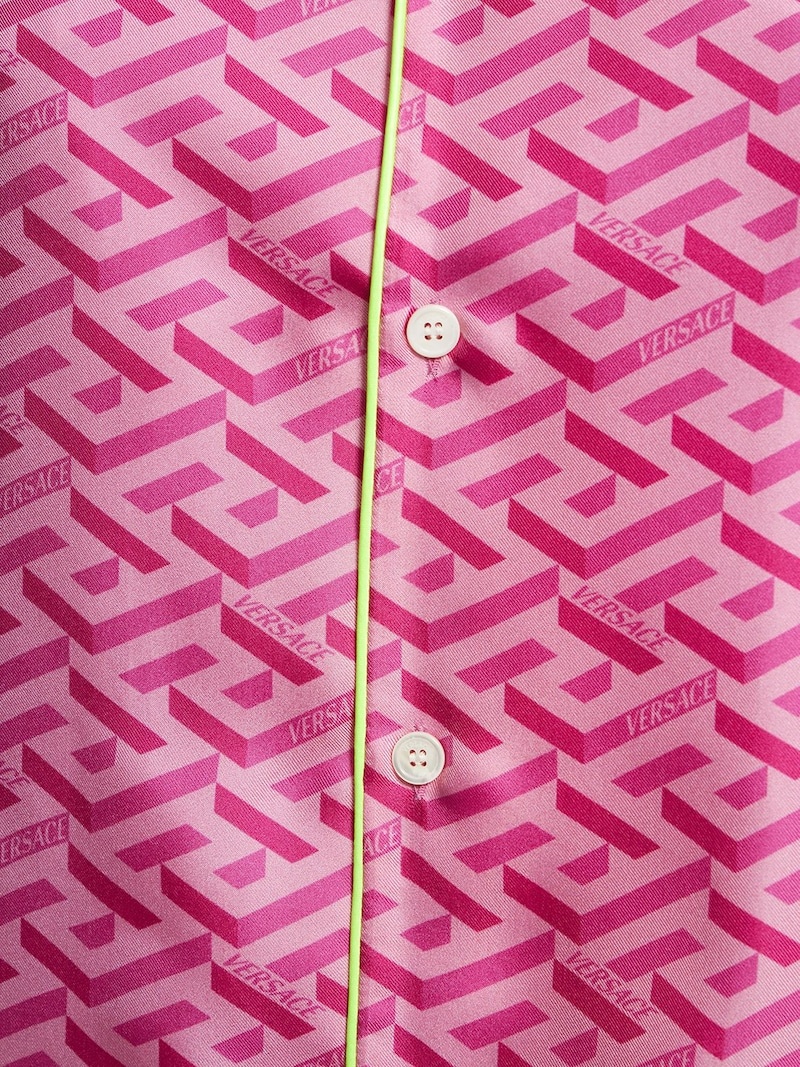 Monogram print silk twill pajama shirt - 4