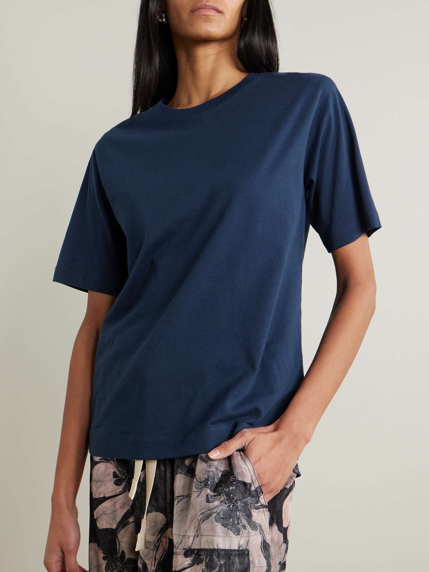 Oversized cotton-jersey T-shirt Navy - 3