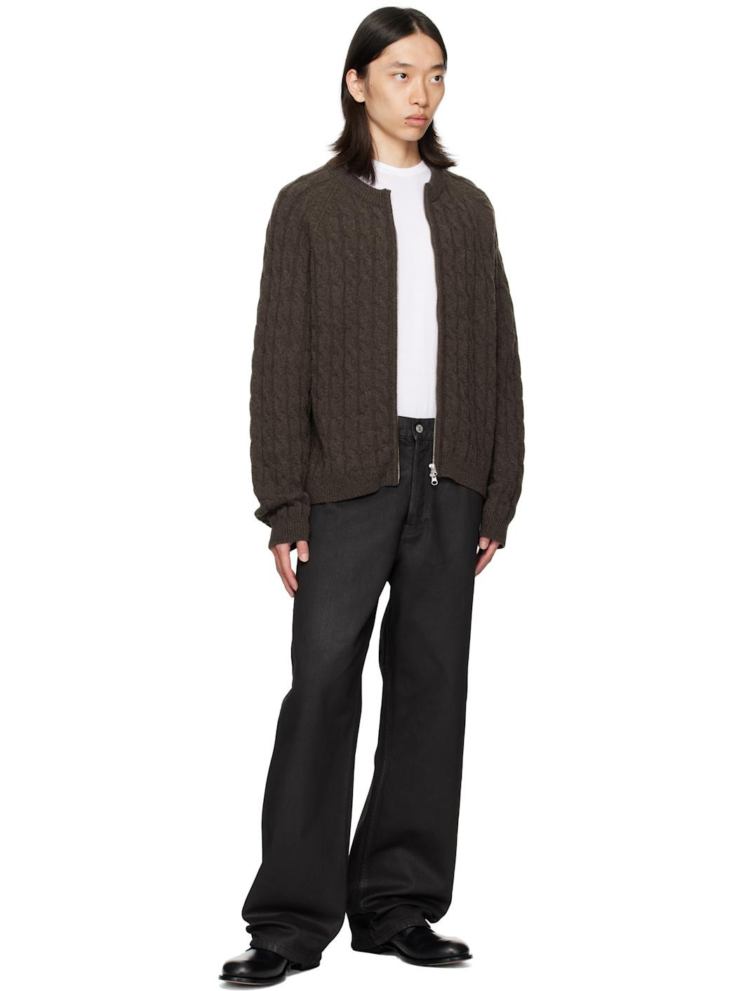 Black Coated Loose-Fit Jeans - 4