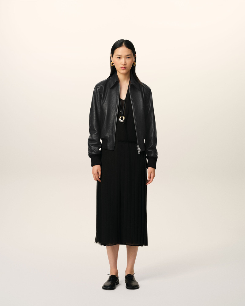 AMI Paris BLACK LEATHER ZIPPED JACKET outlook
