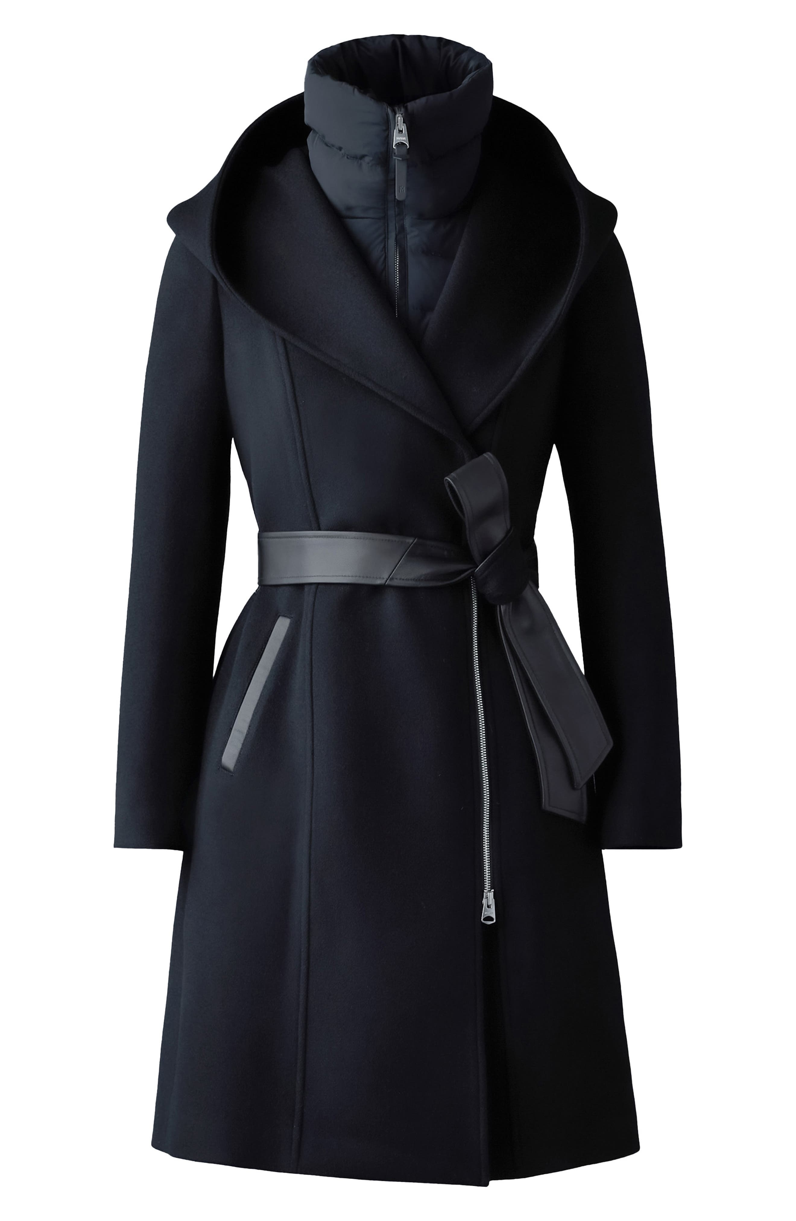 Mackage Shia-SLB 2-in-1 Double Face Wool Coat with Removable Bib in Black at Nordstrom - 5