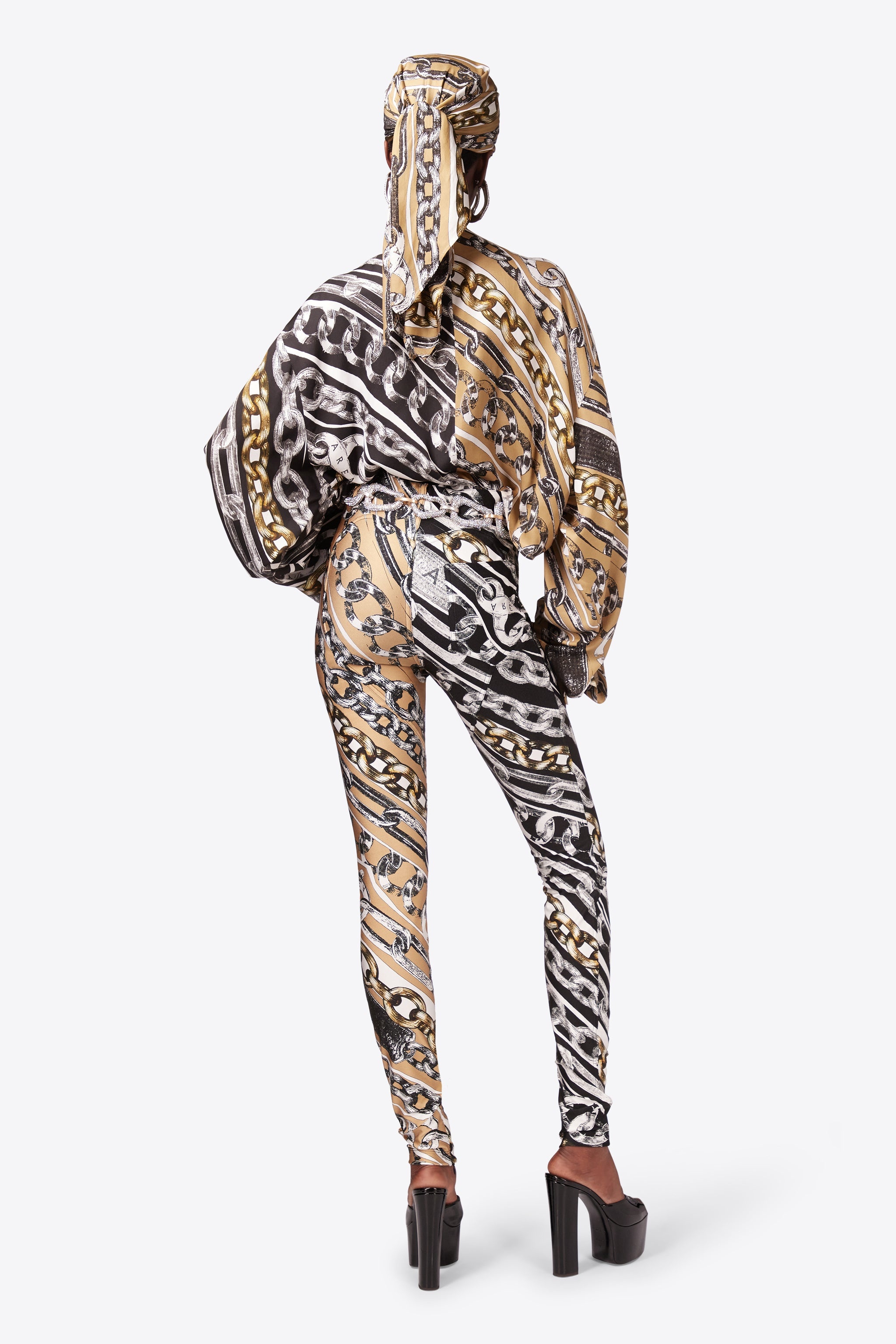 CHAIN PRINTED CRYSTAL LINK BLOUSE - 6