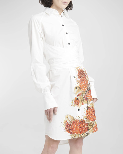 FERRAGAMO Grape-Print Wrap-Waist Poplin Shirtdress outlook