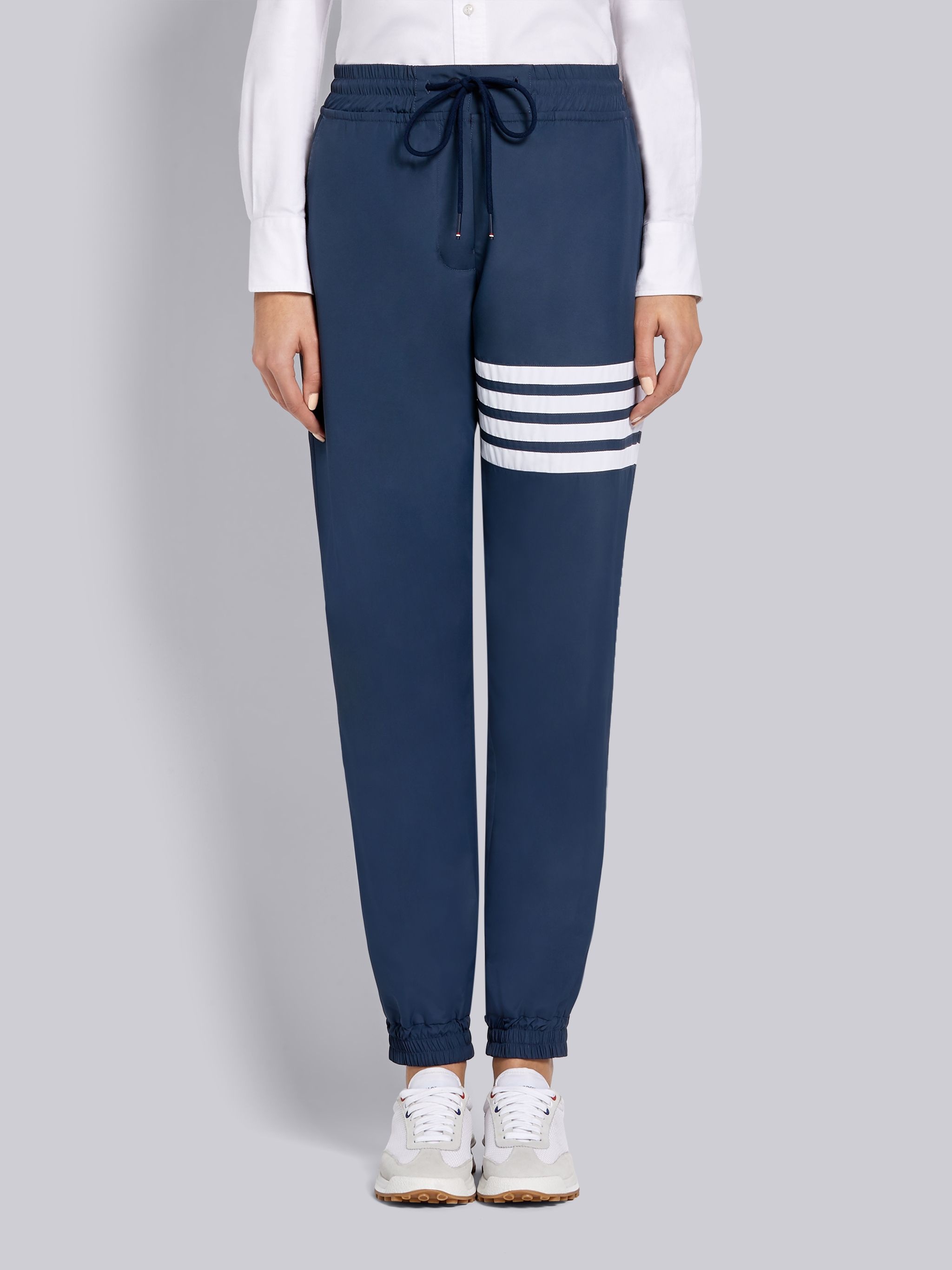 Navy Flyweight Check Track 4-Bar Trouser - 1