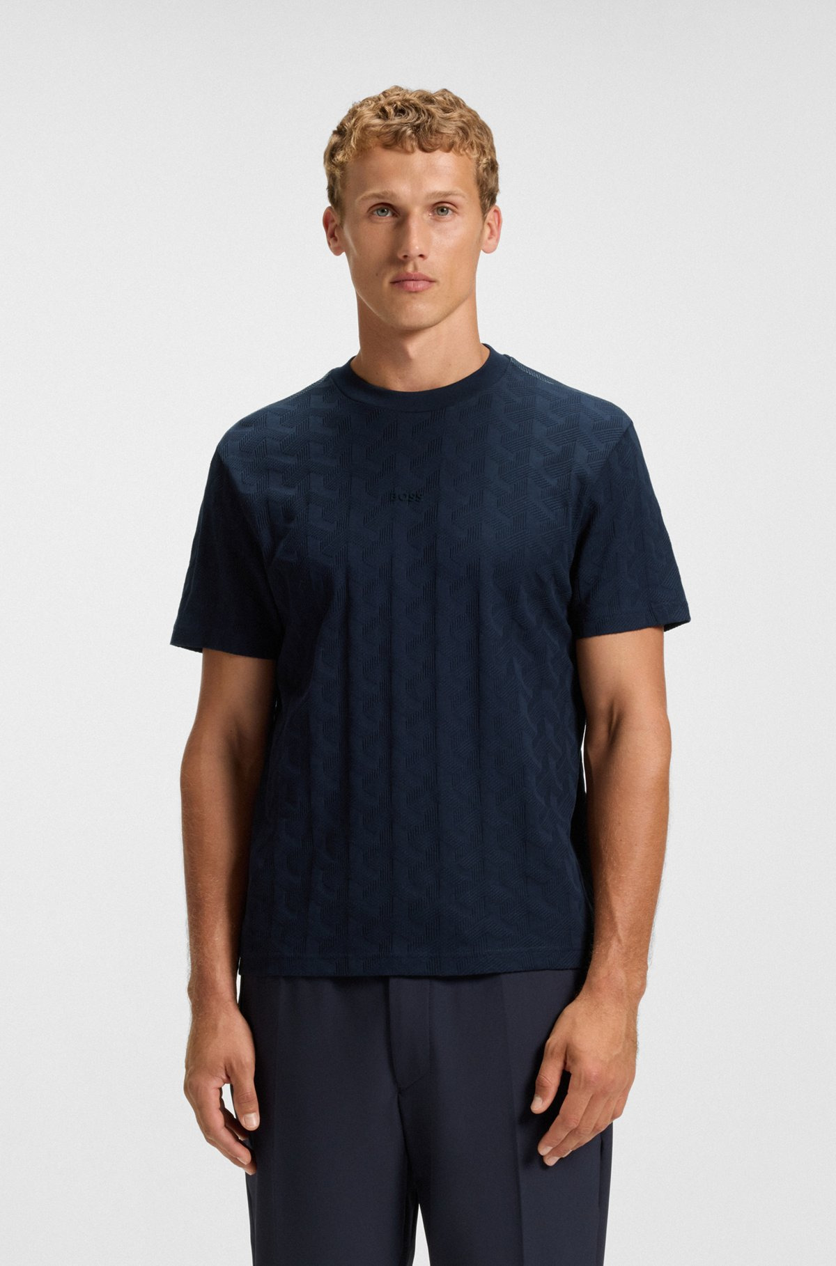 COTTON T-SHIRT WITH JACQUARD PATTERN - 2