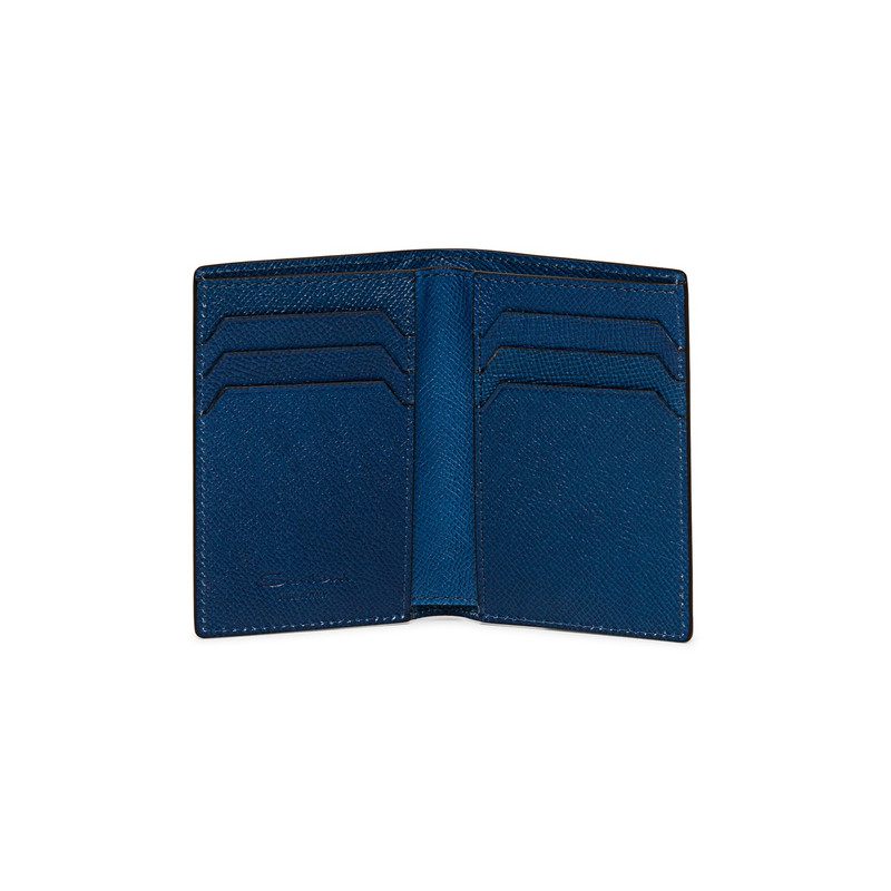 Blue saffiano leather vertical wallet 3