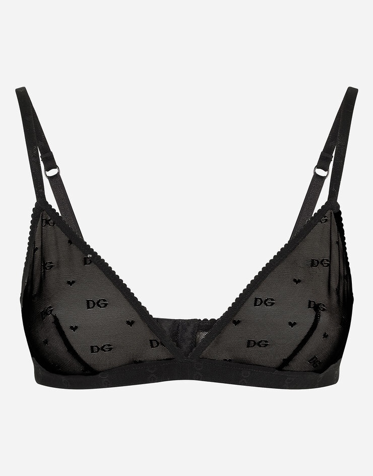 Jacquard tulle triangle bra - 1