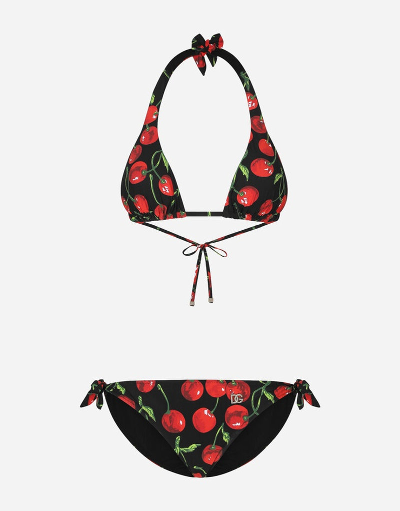 Cherry-print triangle bikini 1
