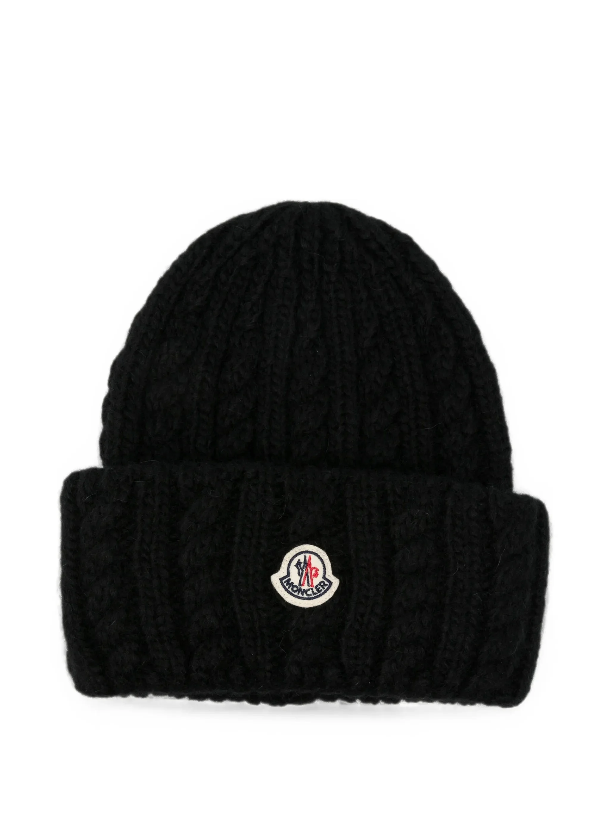 Moncler Cable-knit Logo-patch Beanie Hat - 1