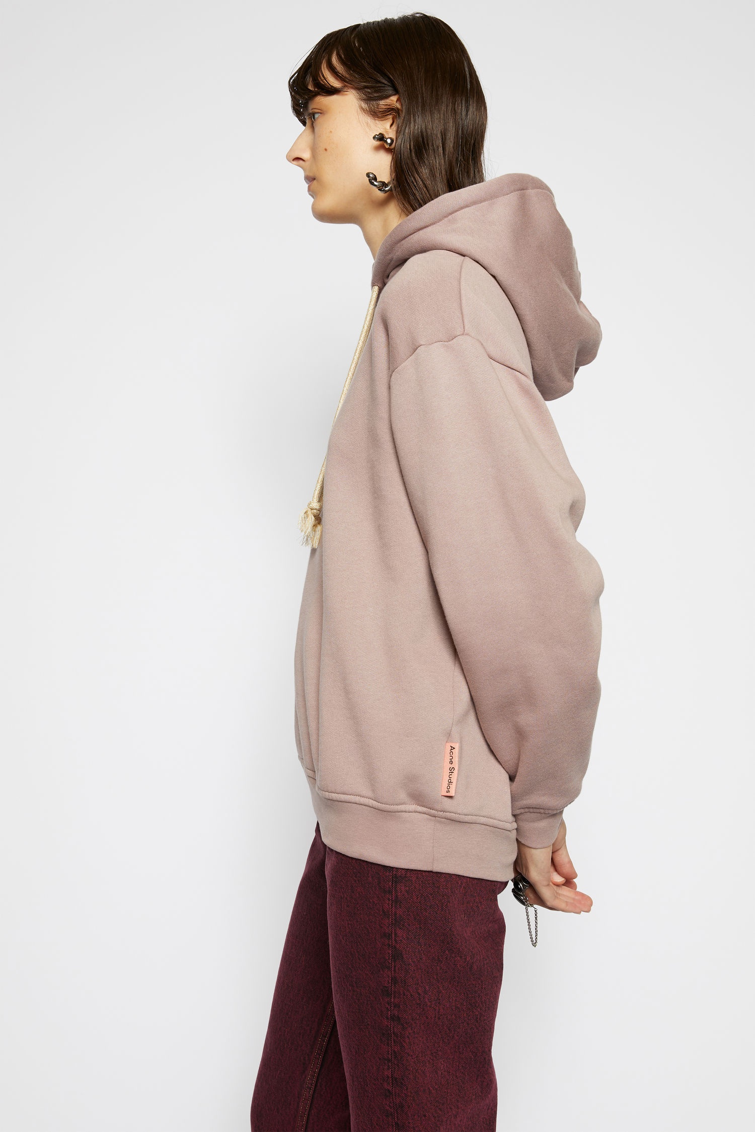 Logo-label hooded sweatshirt mauve purple - 3