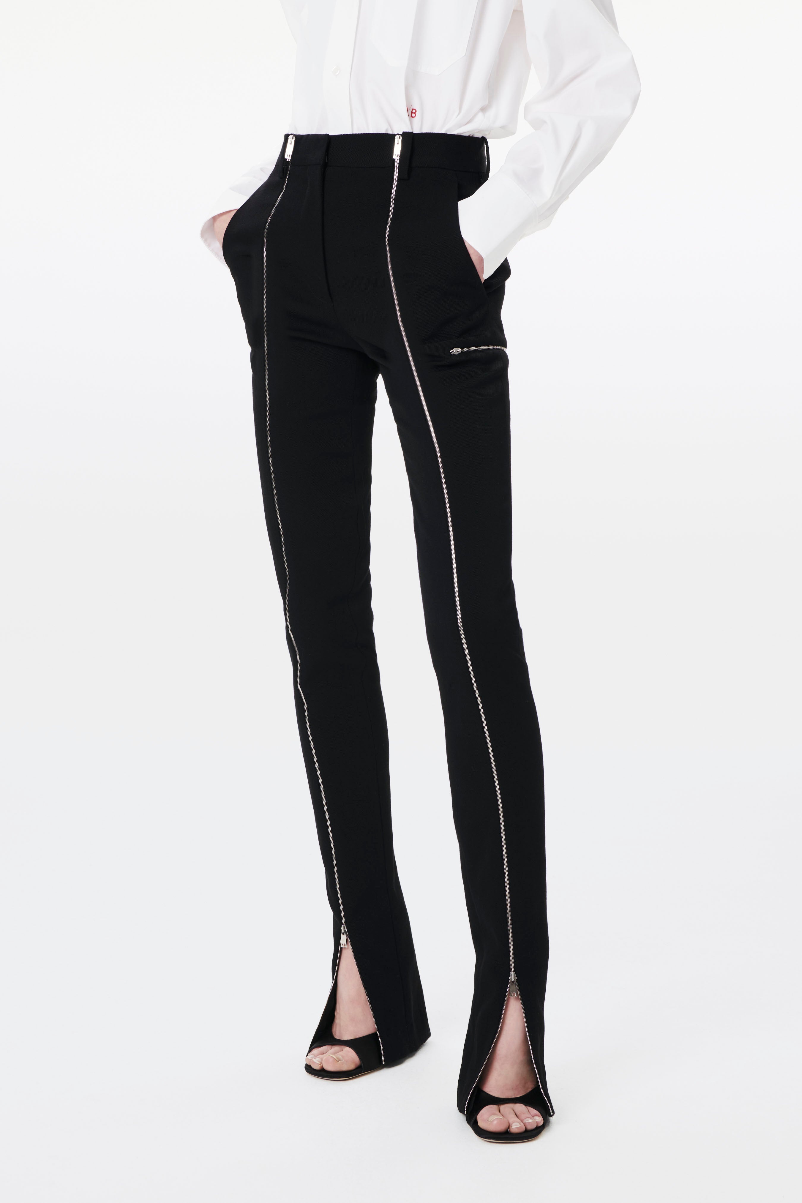 Zip Detail Trouser in Black - 3