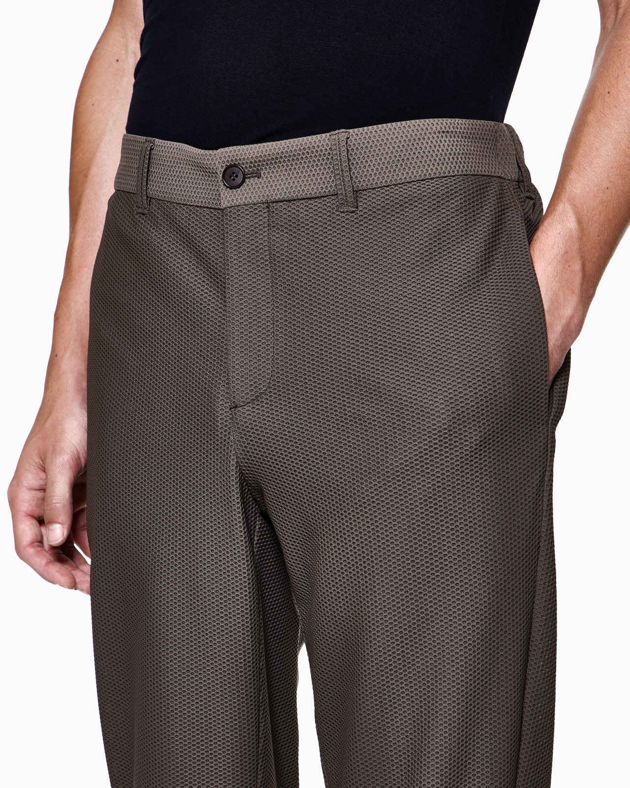 TECHNICAL WAFFLE FLAT-FRONT TROUSERS - 5