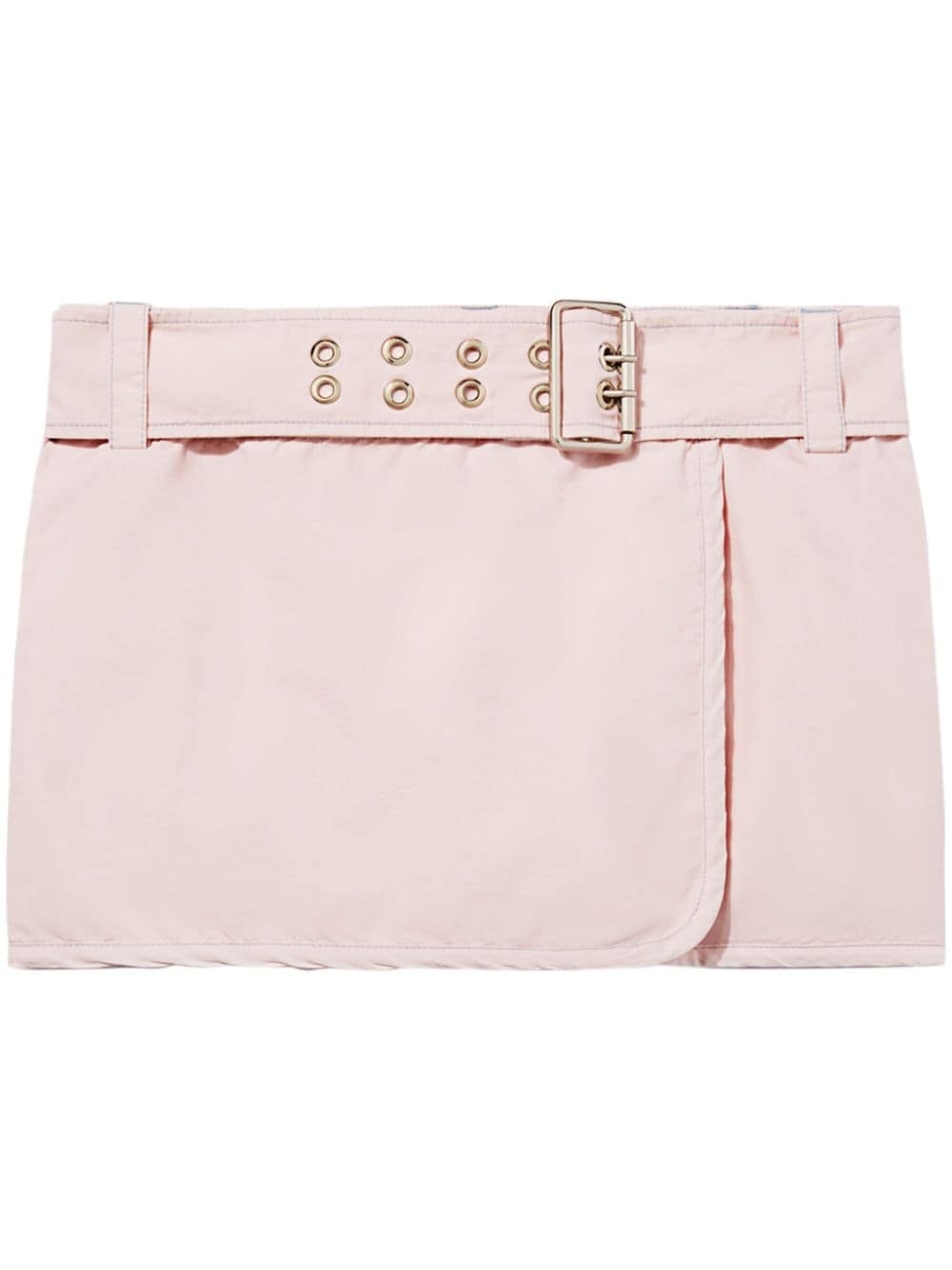 eyelet detail belted miniskirt - 1