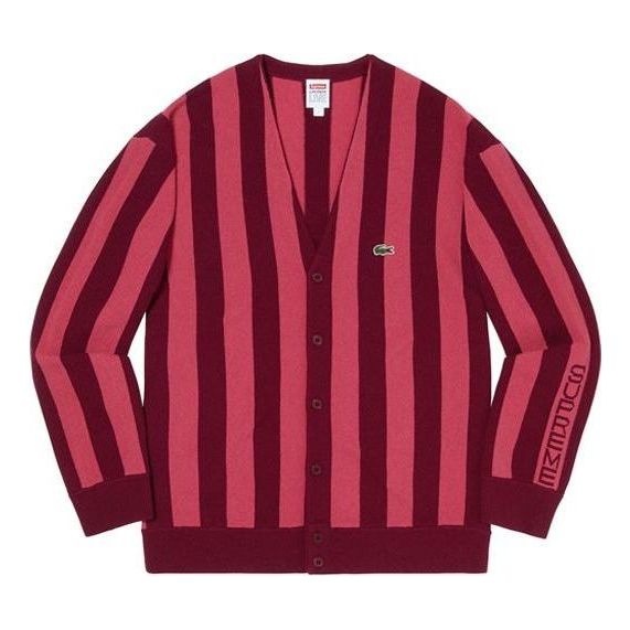 Supreme X Lacoste Stripe Cardigan FW19 Jacket 'Red' SUP-FW19-567 - 1