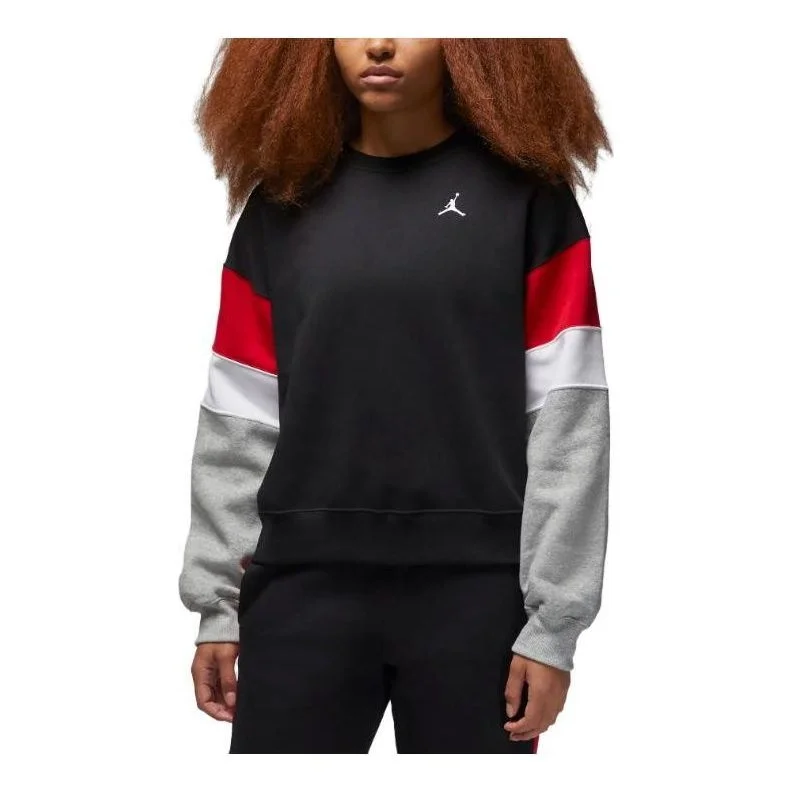(WMNS) Air Jordan Brooklyn Fleece Crewneck Sweatshirt 'Black Grey' FB5174-010 - 1