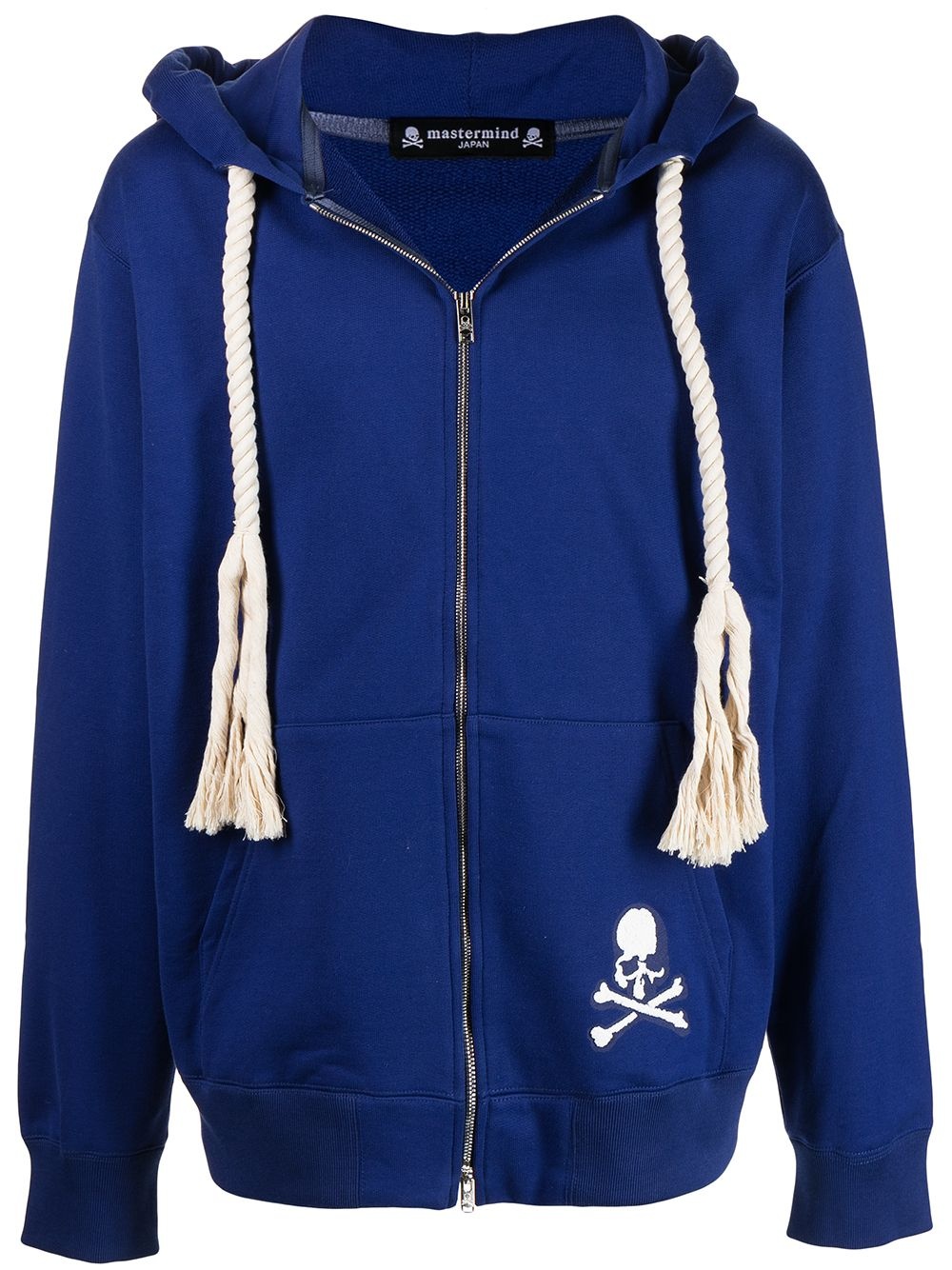 skull-patch zip-up hoodie - 1