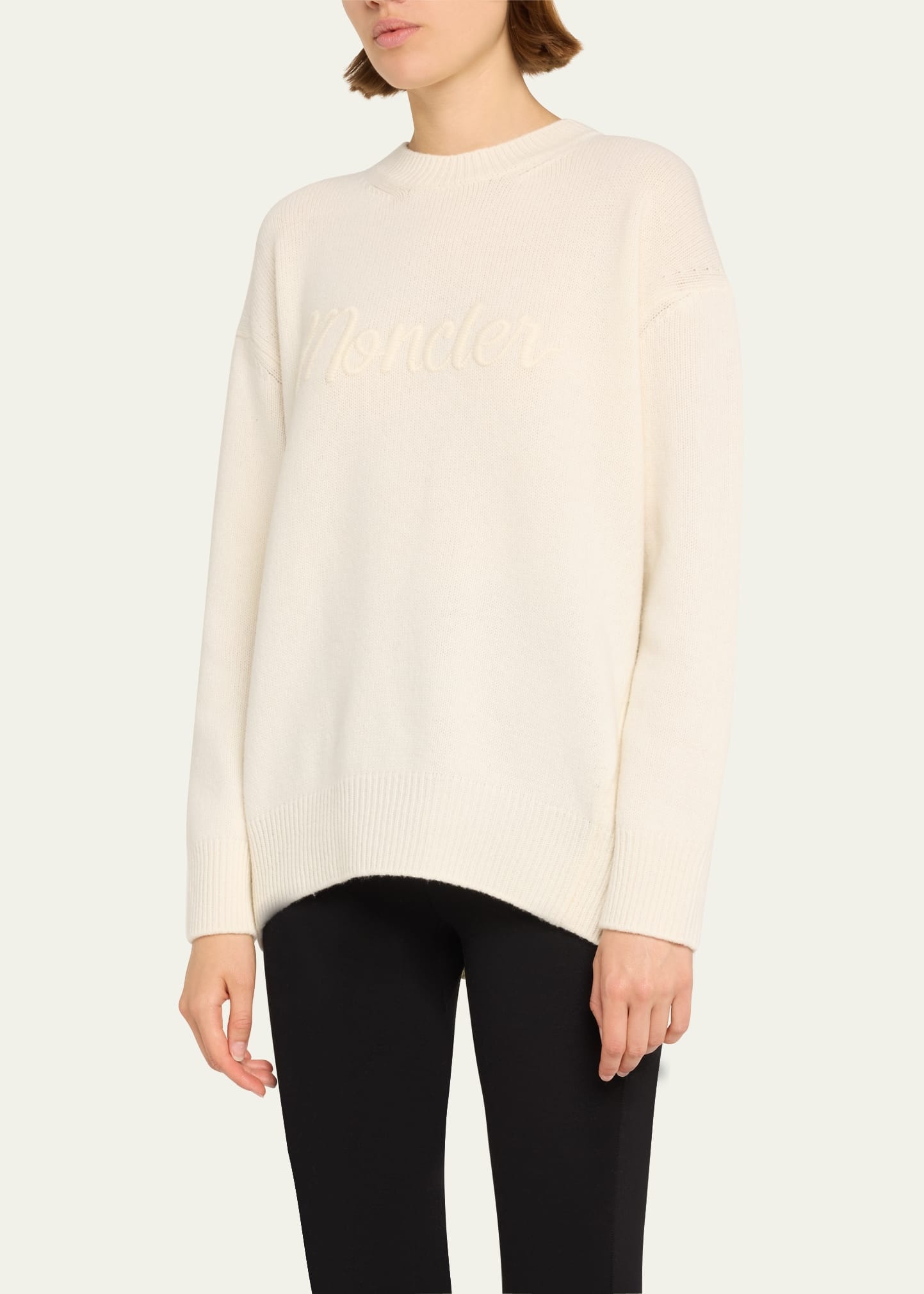 Wool Cashmere Embroidered Logo Sweater - 5