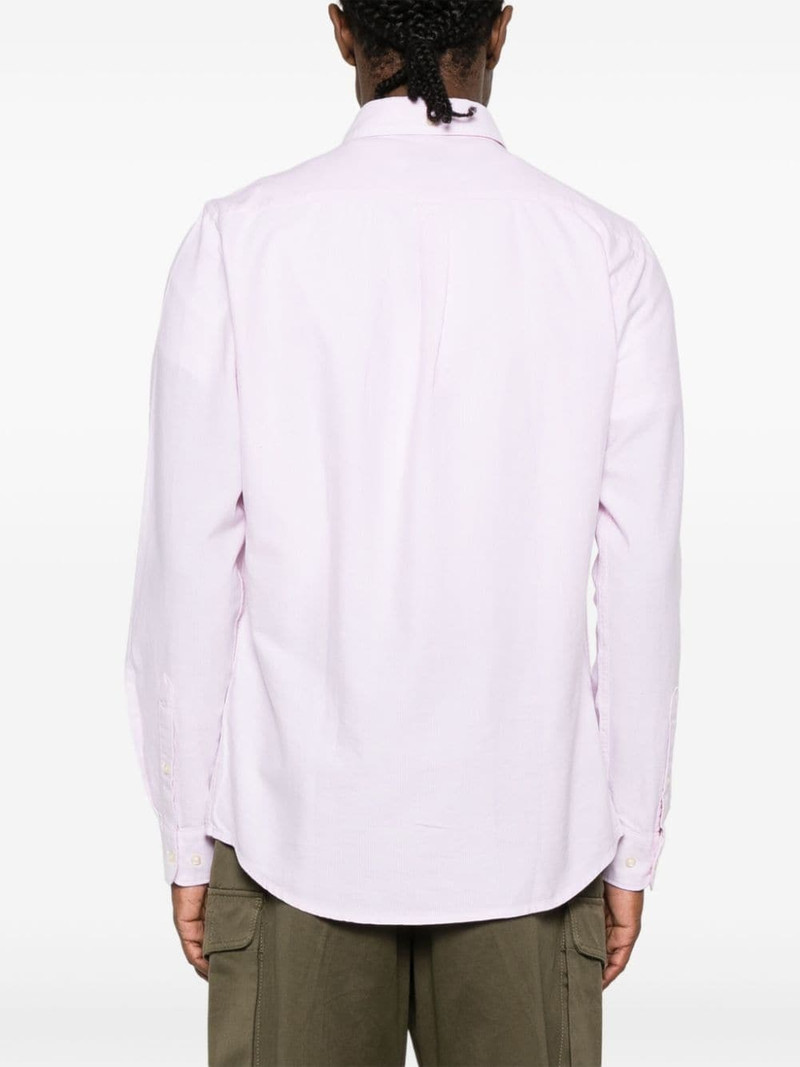 logo-embroidered striped shirt 4