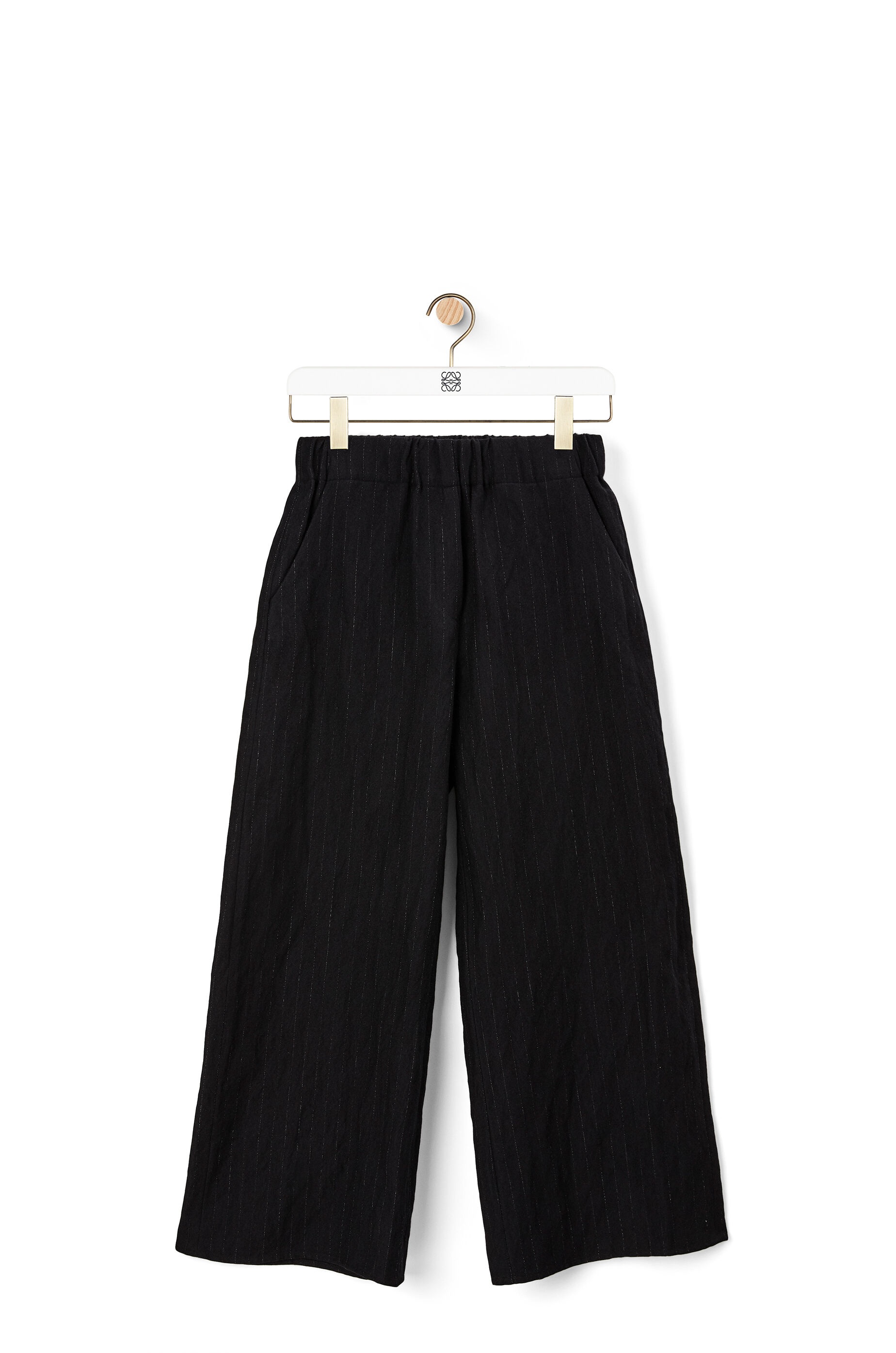 Elasticated cropped trousers in wool and cotton - 1