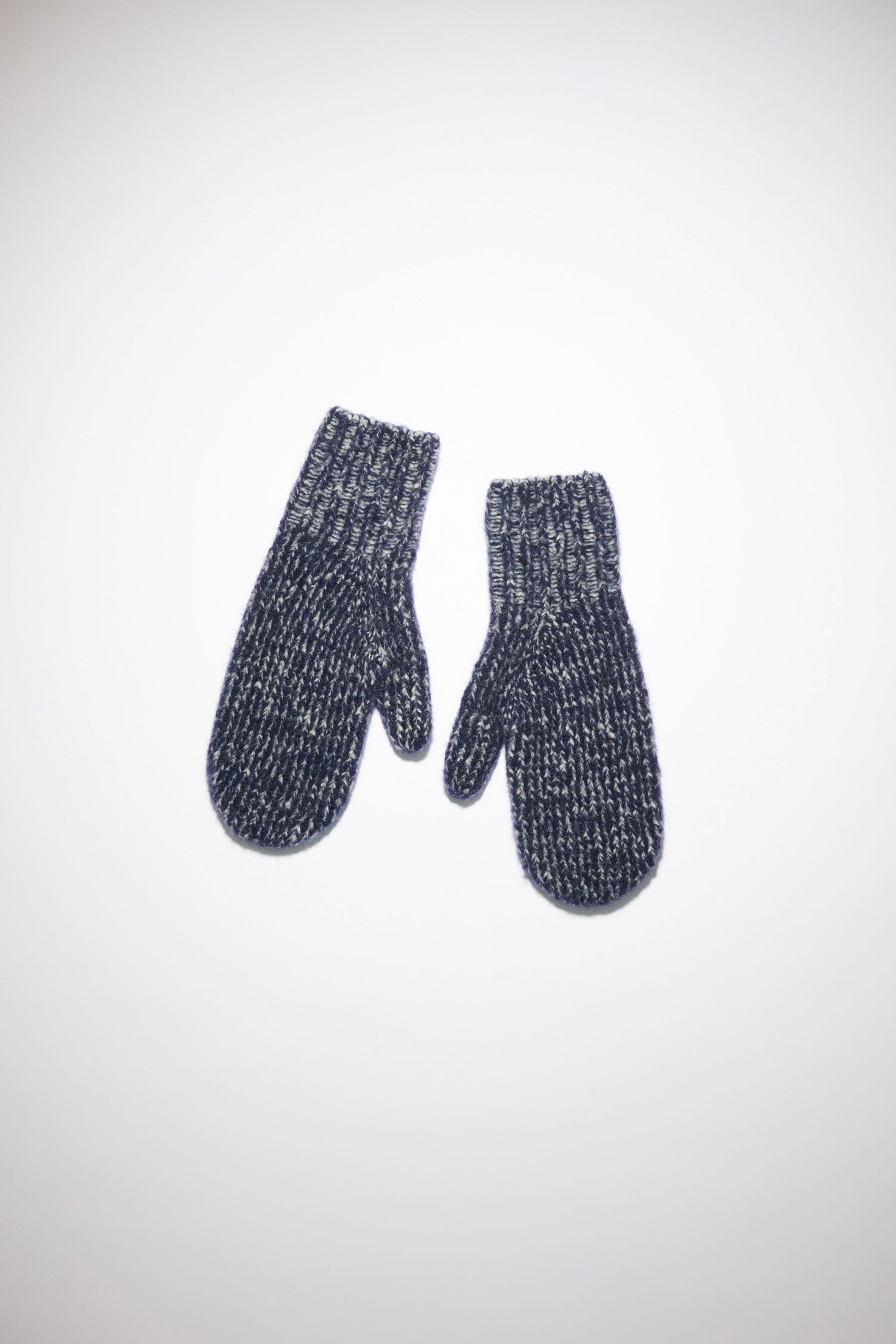 Wool blend mittens - Navy/Grey - 1