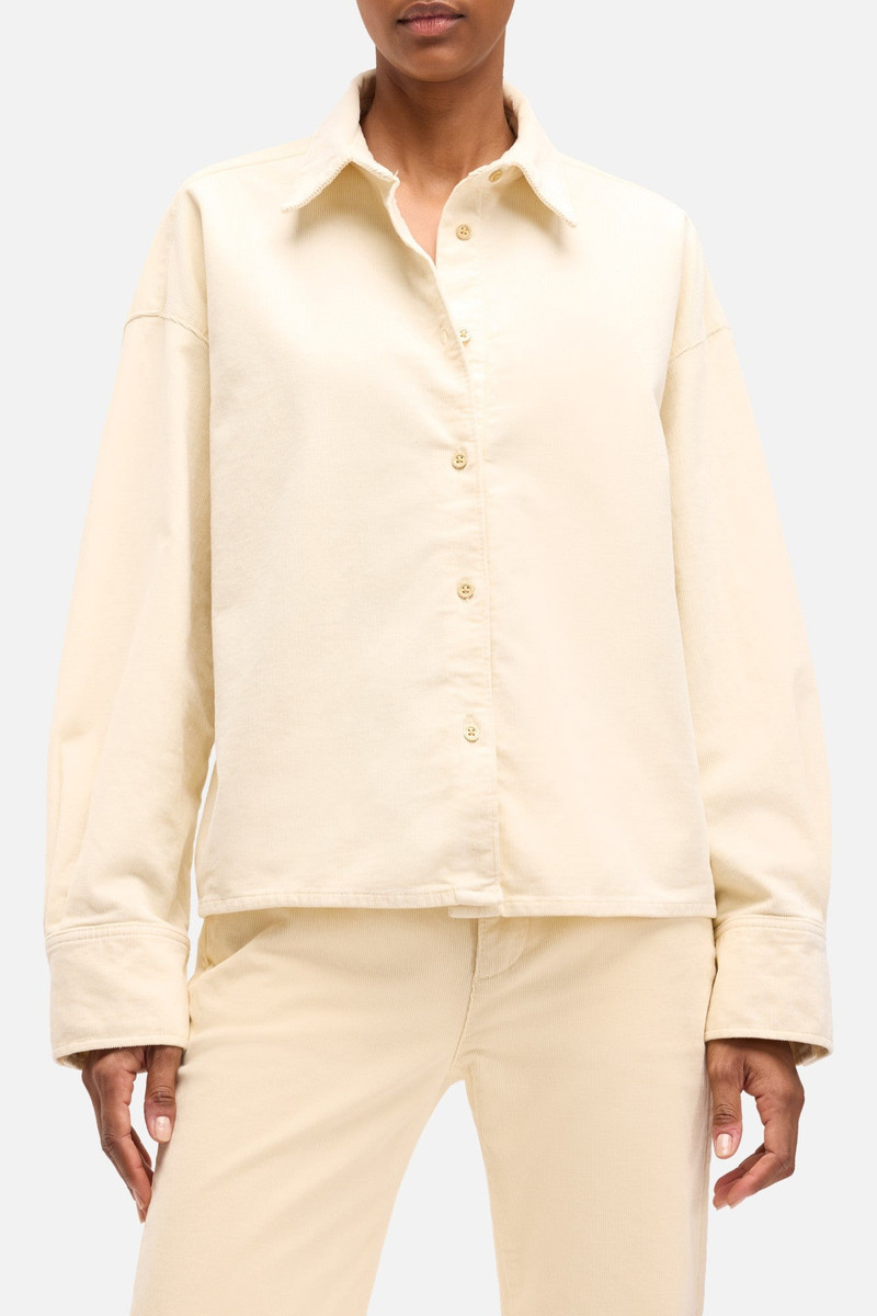 Corduroy Nina Cropped Shirt in Eggshell 4