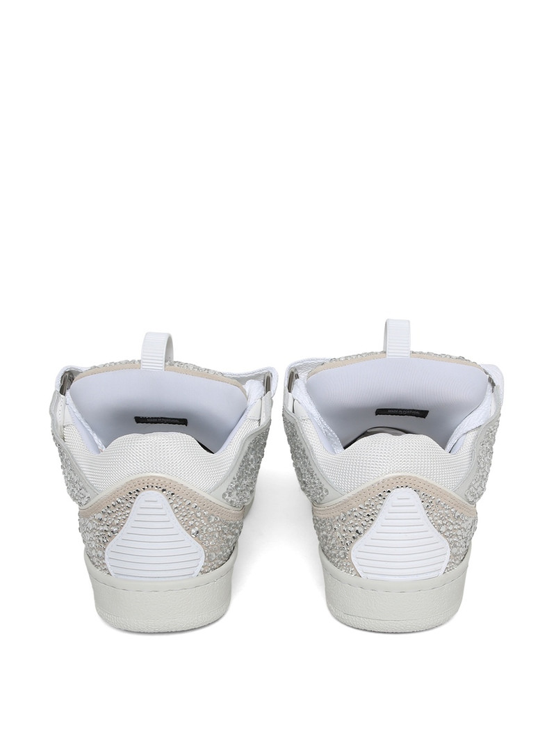 Lanvin Embellished Curb Sneakers White And Silver outlook