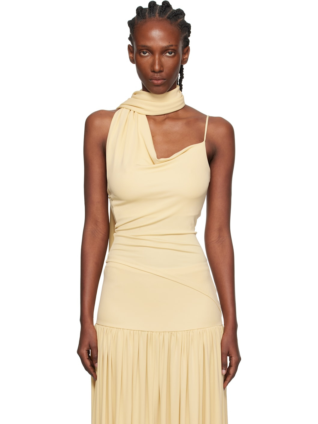 Yellow Asymmetrical Scarf Camisole - 1