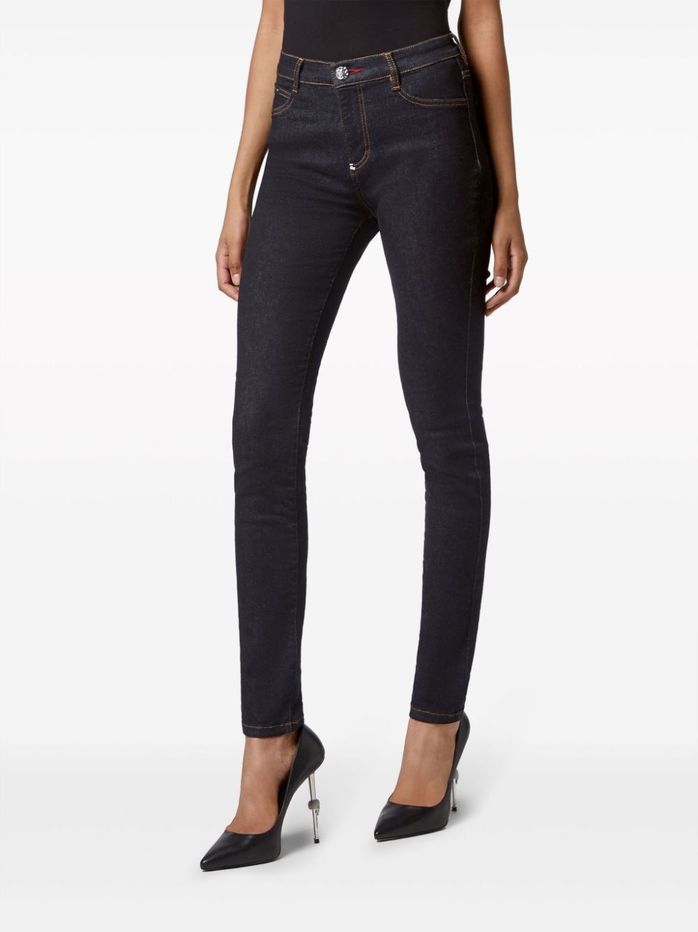 logo-plaque stretch-cotton skinny jeans - 3