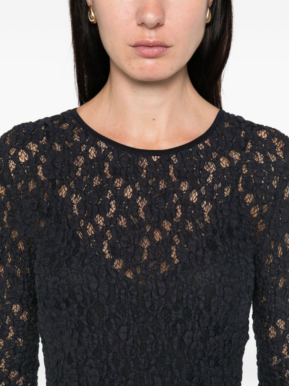 long-sleeve textured dress - 5