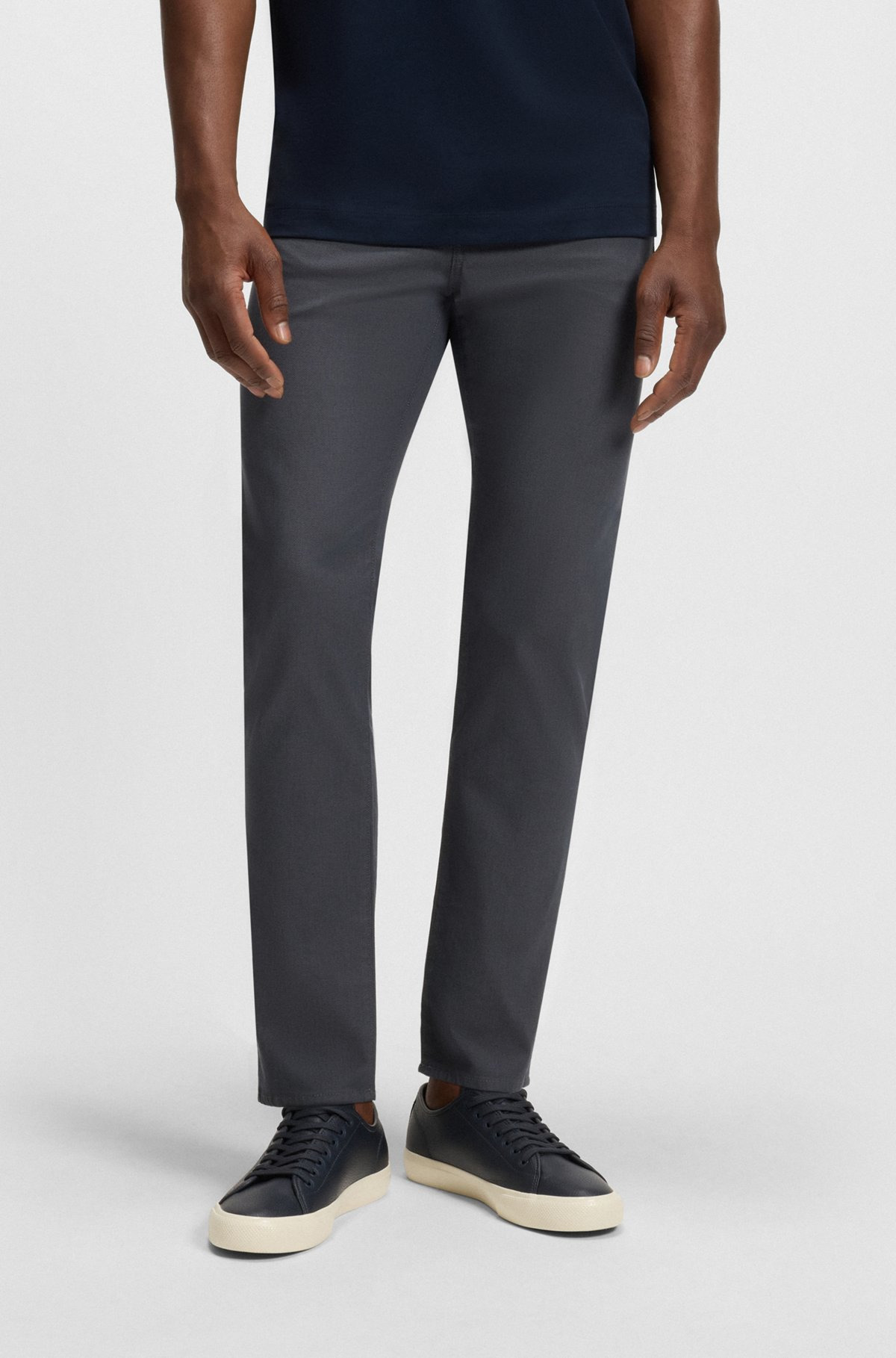 DELAWARE SLIM-FIT TROUSERS IN PATTERNED STRETCH COTTON - 2