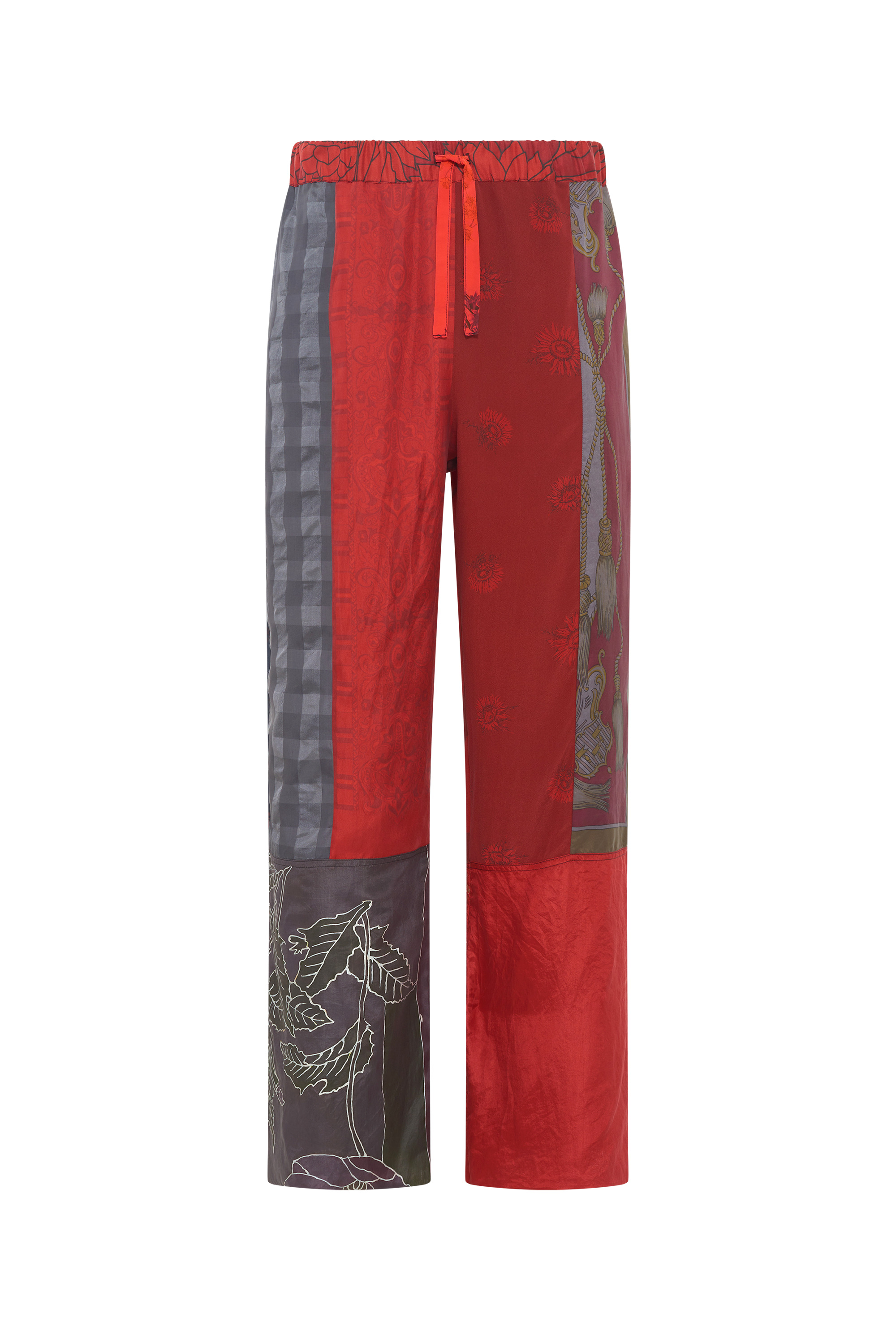 Upcycled Silk Scarves Drawstring Trousers - 3