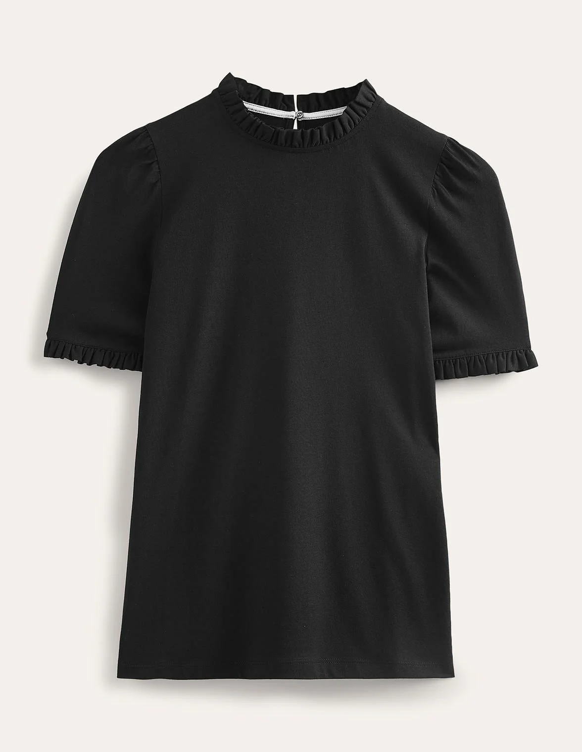 Supersoft Frill Detail T-shirt-Black - 1