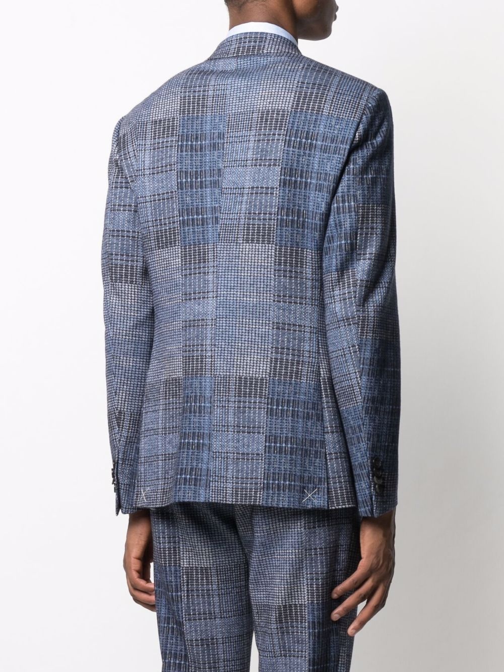 single-breasted multi-check blazer - 4