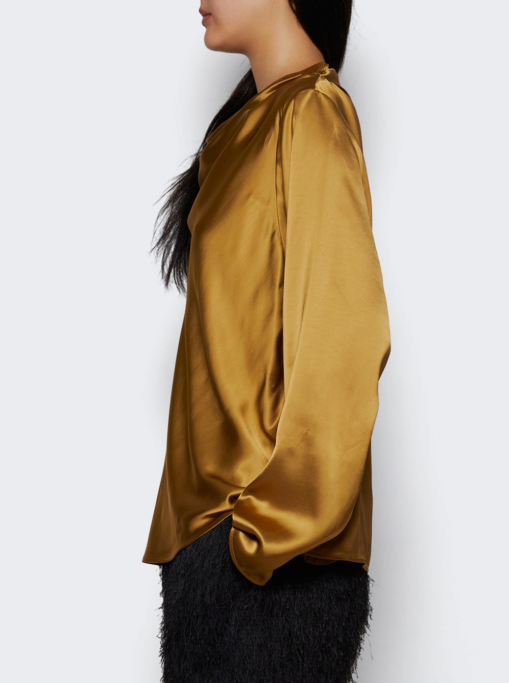 Riddy Draped Collar Blouse Ocher - 3