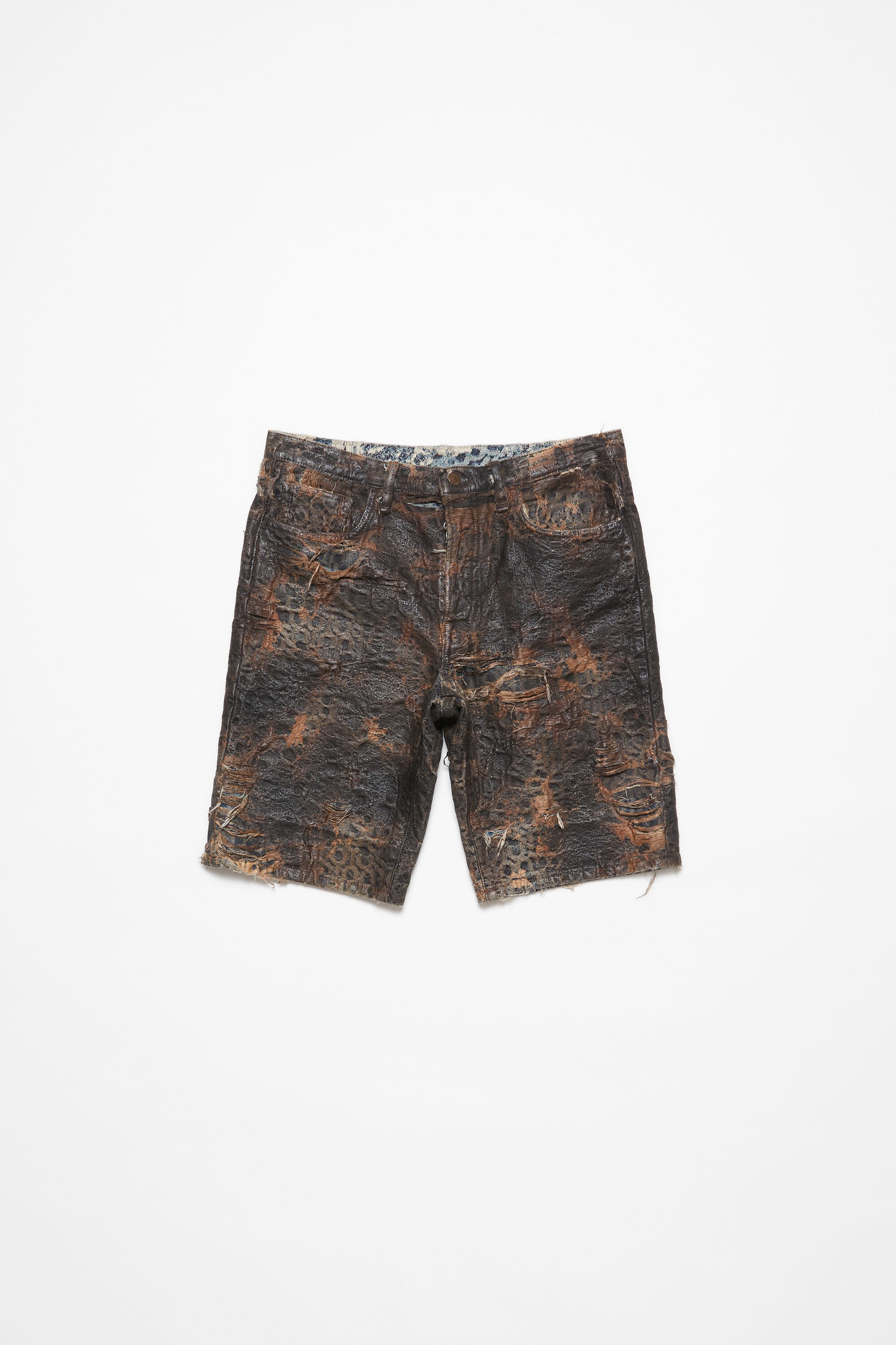 Denim monogram shorts - loose fit - Brown - 6