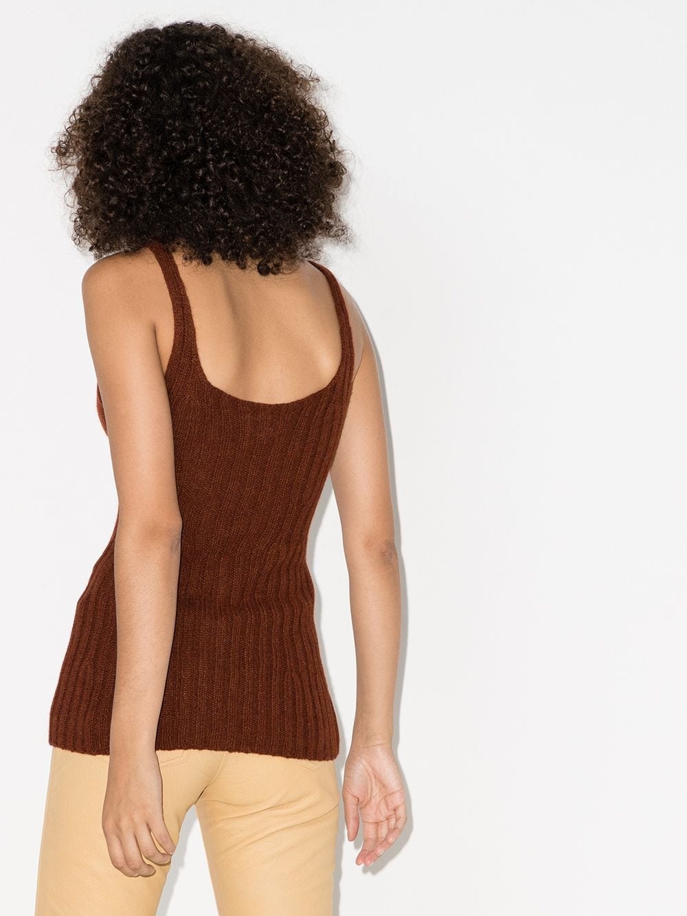 scoop neck ribbed vest - 3