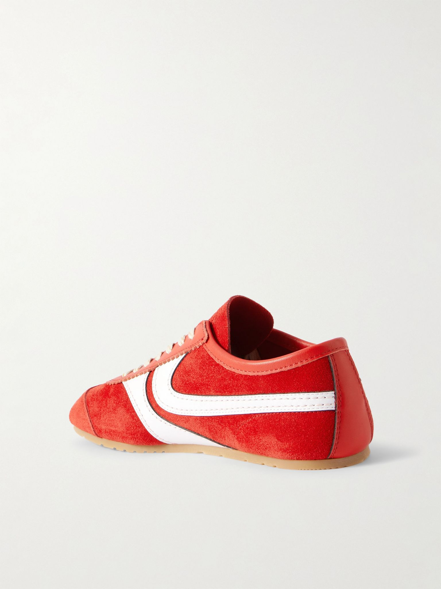 Leather-Trimmed Suede Sneakers Red - 4