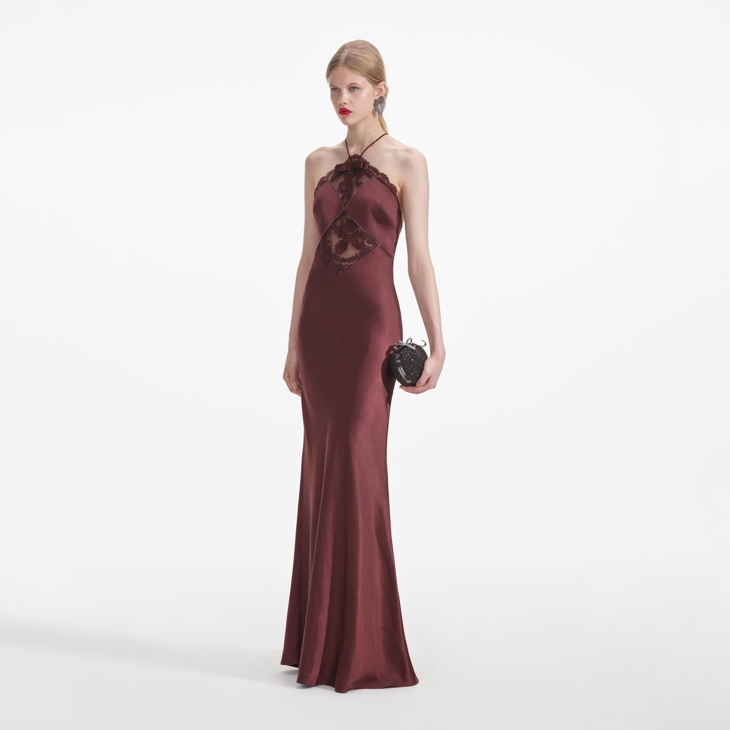Brown Satin Maxi Dress - 2