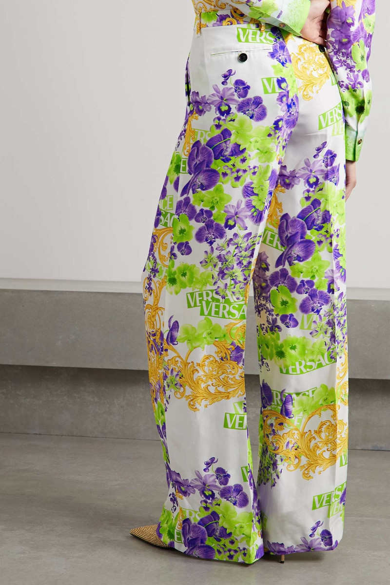 Printed straight-leg satin pants 4
