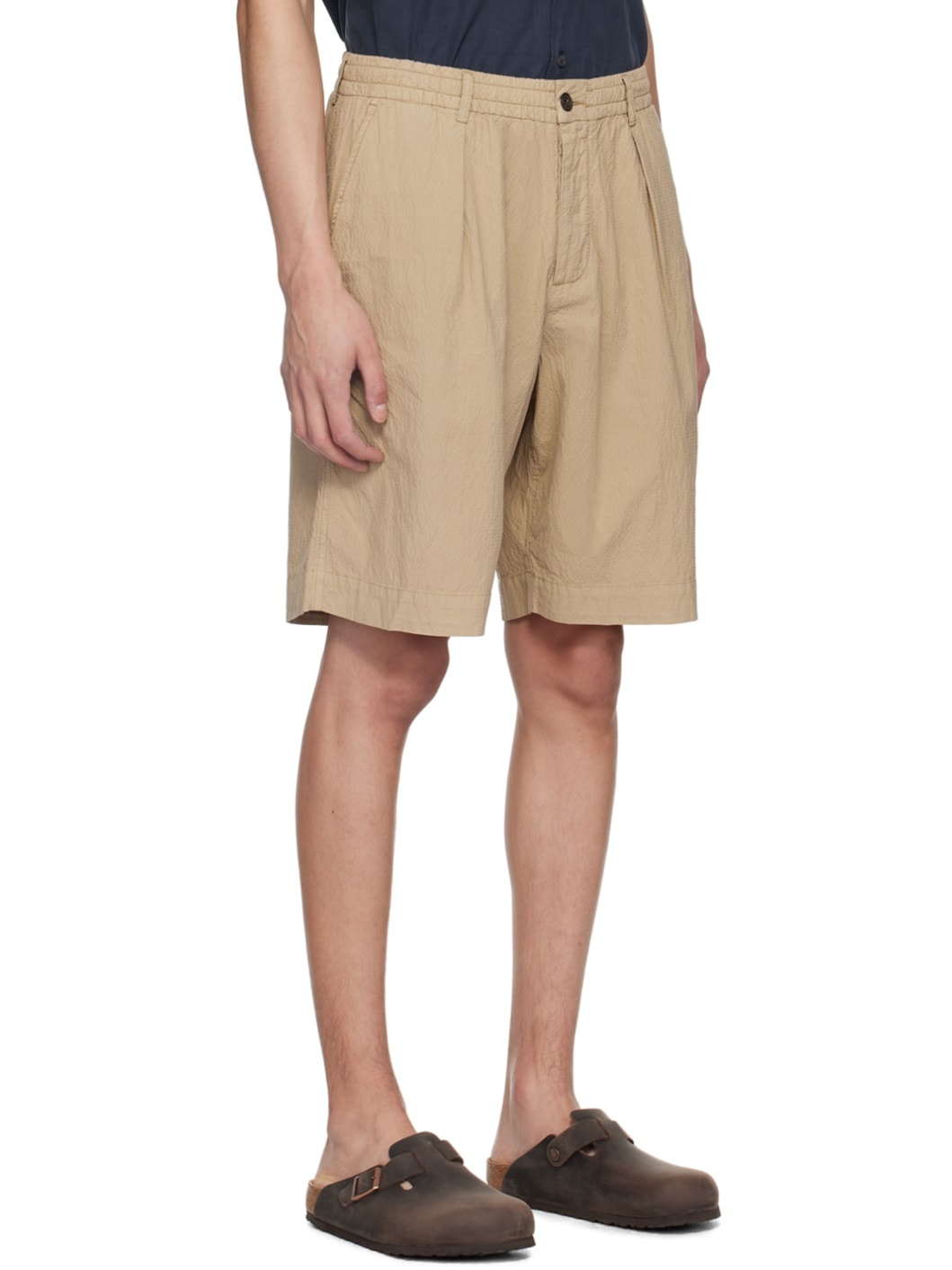 Taupe Pleated Shorts - 2