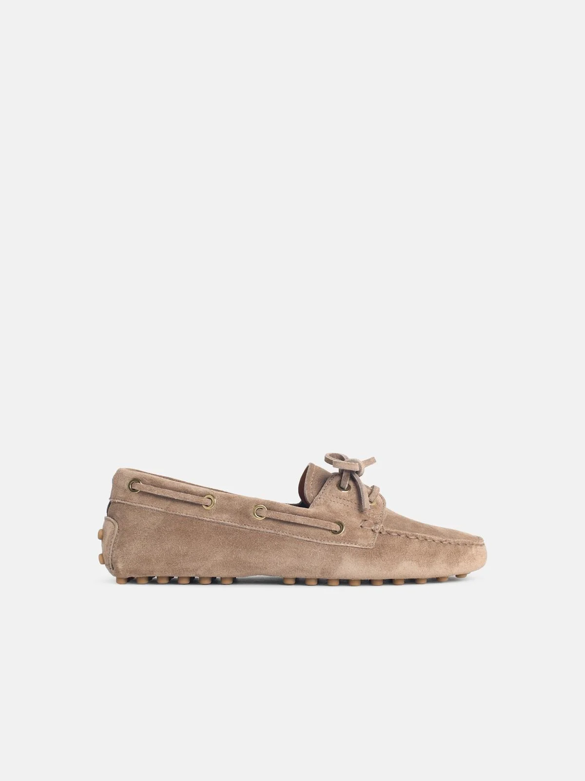 'GOMMINO' BOAT LOAFERS IN BROWN SUEDE - 1