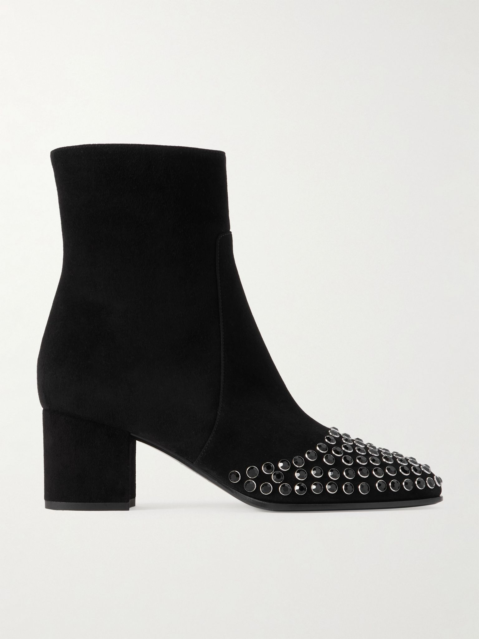 Crystal-embellished suede ankle boots Black - 1