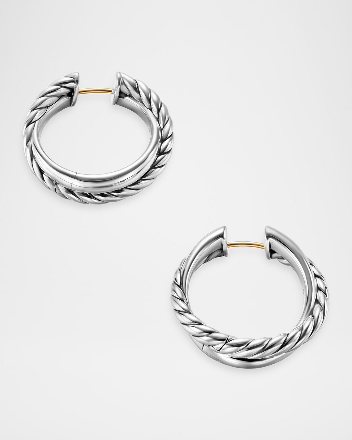 Crossover 2 Row Hoop Earrings in Silver, 22mm - 3